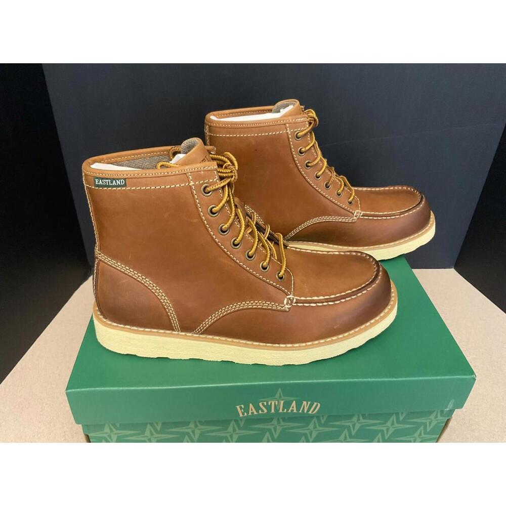 NEW! MENS EASTLAND  LUMBER UP PEANUT LACE UP WORK BOOTS. SIZE 9M. NICE BOOTS!
